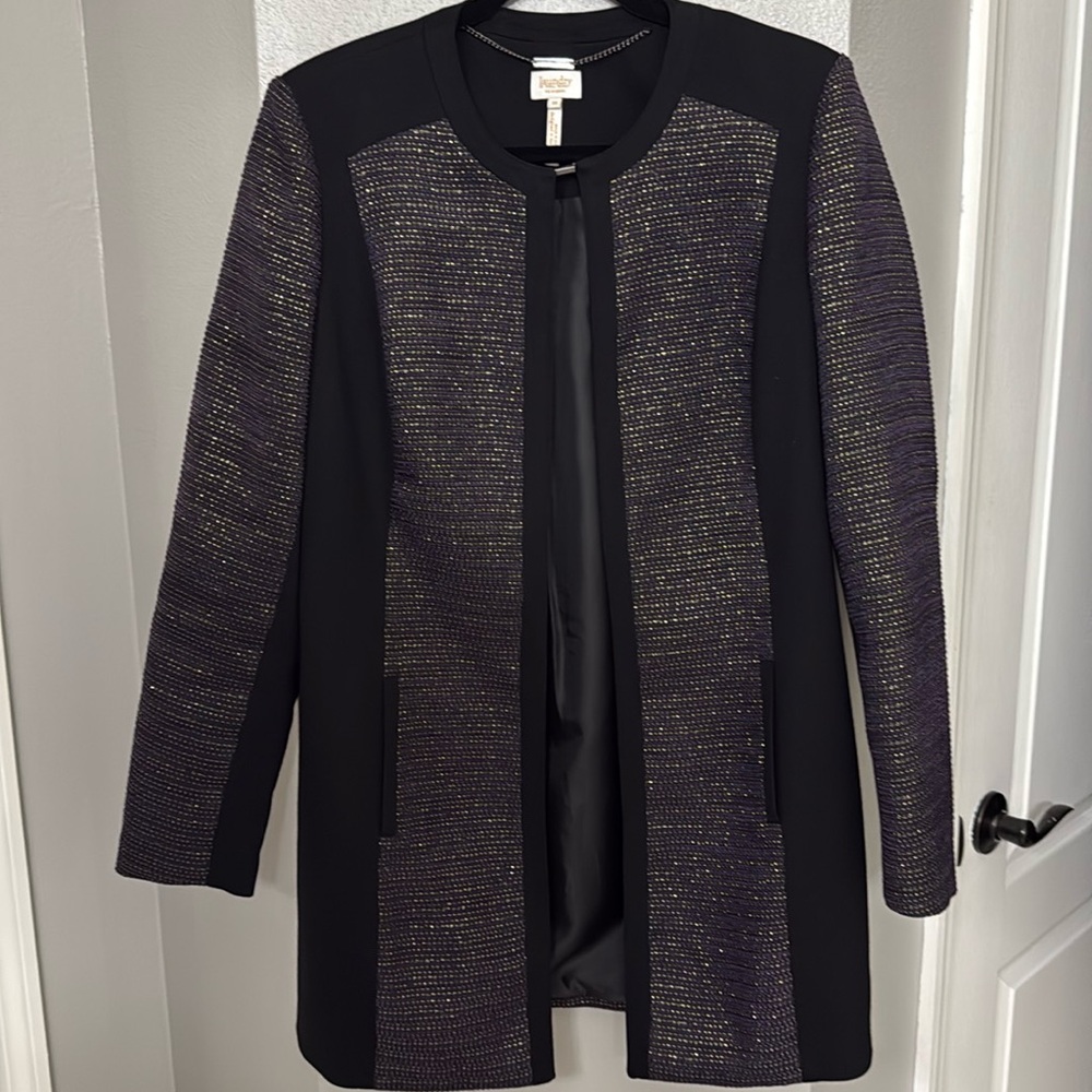 Preloved Ladies laundry by Shelli Segal Long Blazer Black Purple Size 10